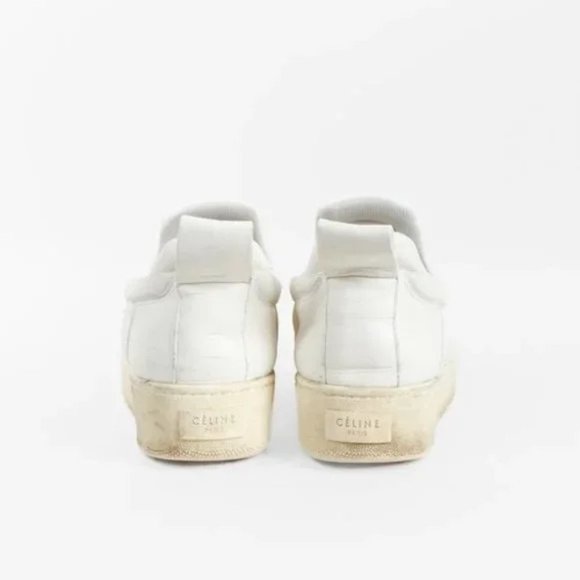 Céline White Stretch Nappa Pull-On Sneakers - Picture 3 of 10
